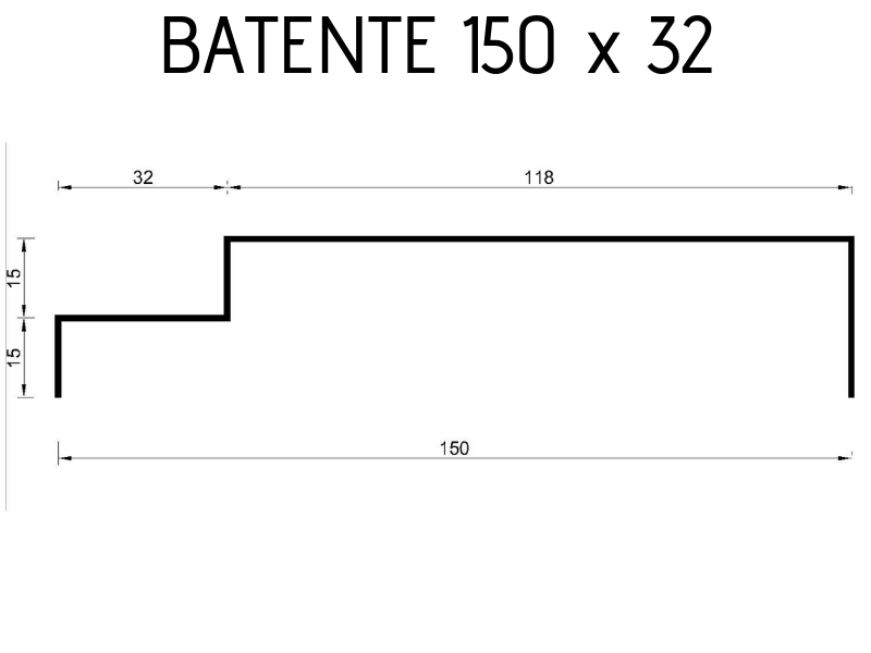 Batente 150 x 32 #18 - 3 metros 