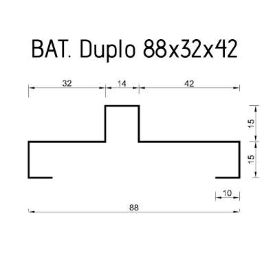 Batente Duplo 88x32x42 #18 - 3 metros