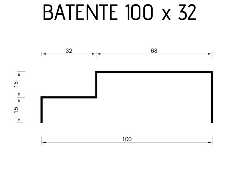 Batente 100 x 32 #18 - 3 metros 