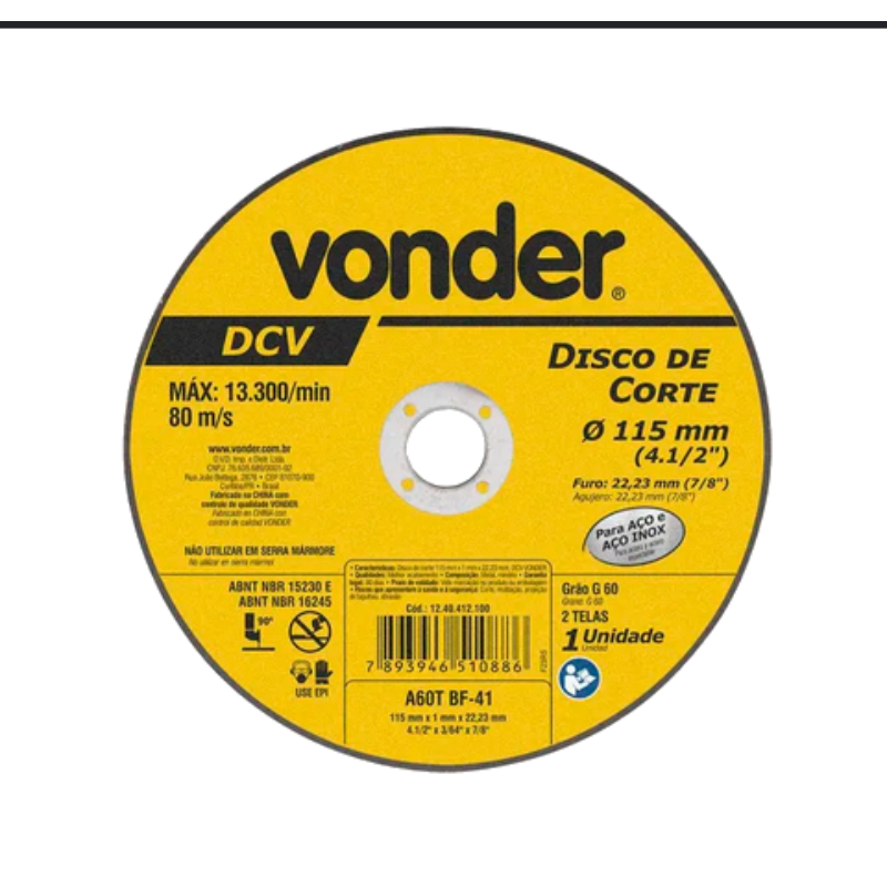 Disco de Corte Ultra Fino Super Corte da VONDER para Aço/Inox