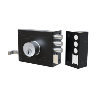 Fechadura de Sobrepor Stam 3 Pinos com Chave Tetra Preto Fosco